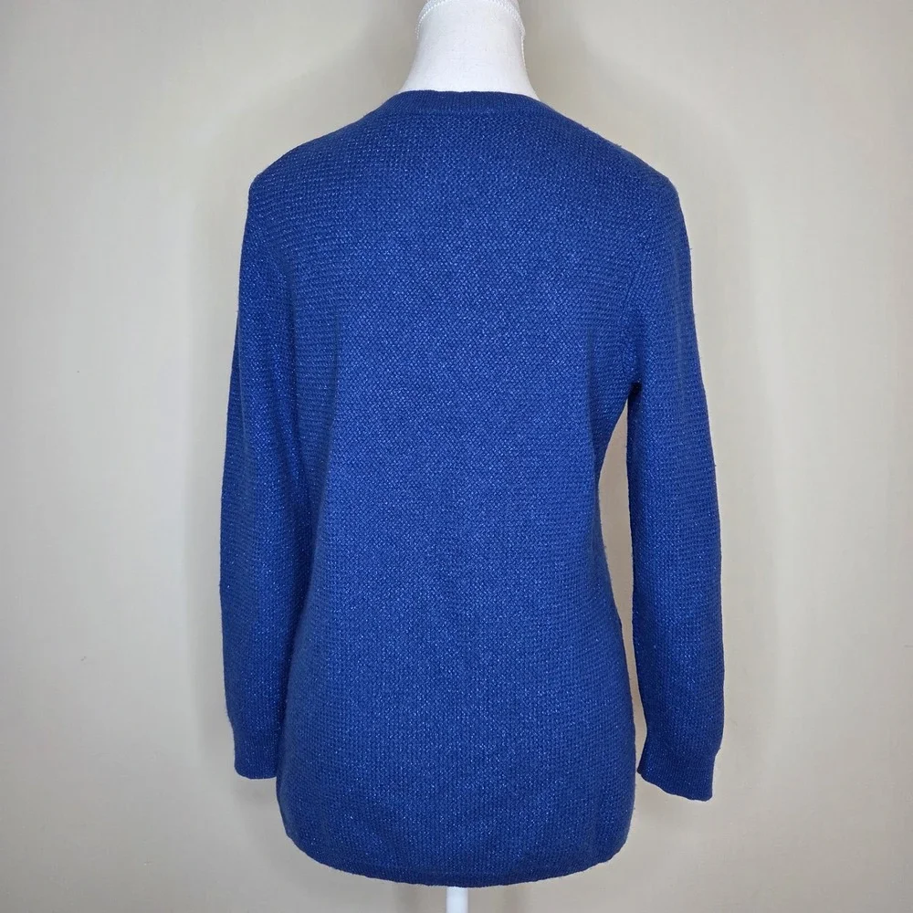 Tommy‎ Bahama Blue Merino Wool Cashmere Metallic V-Neck Sweater Womens Medium